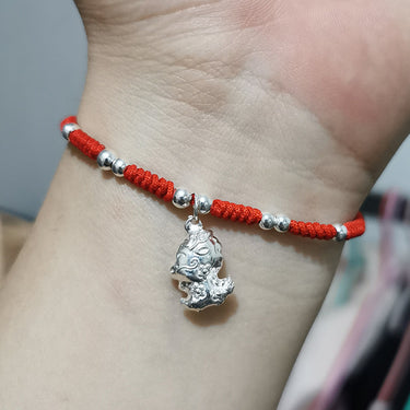 2024 Year of the Rabbit! S925 Silver Animal Zodiac Red Rope Bracelet